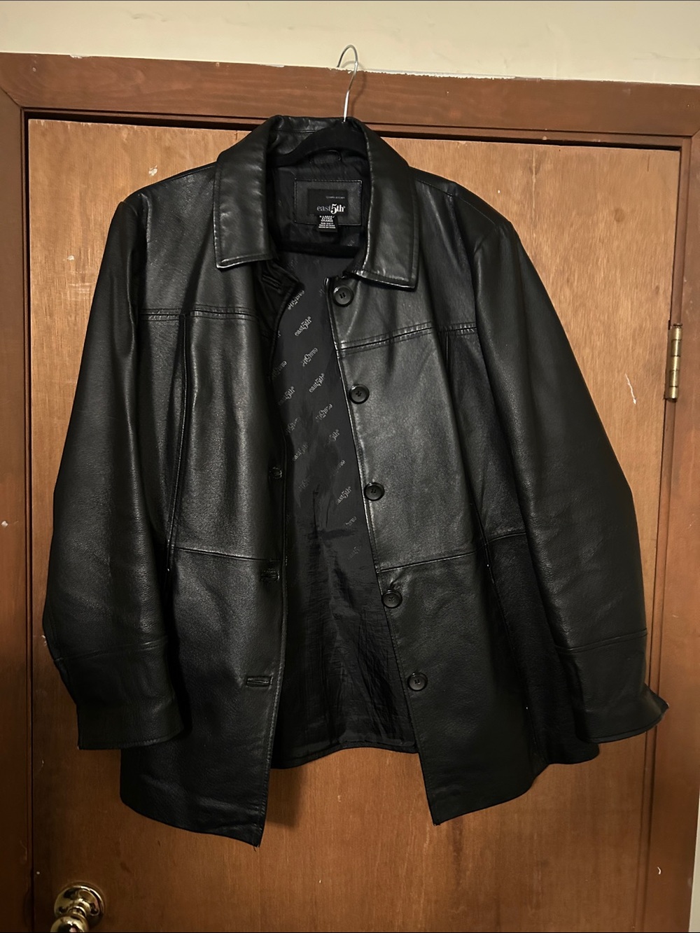 East 5th Women’s Black Leather Trench Coat